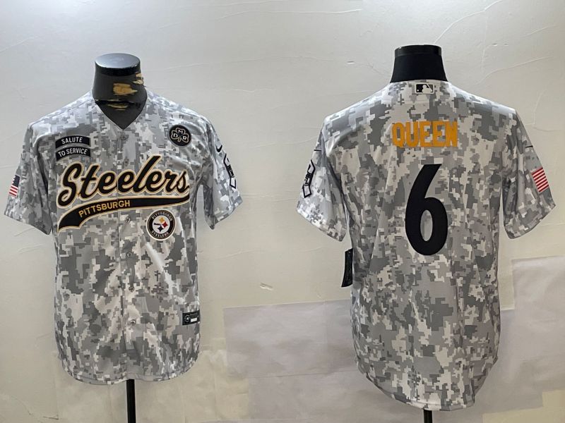 Men Pittsburgh Steelers #6 Queen Nike Arctic Camo 2024 Salute to Service Limited NFL Jersey style 5